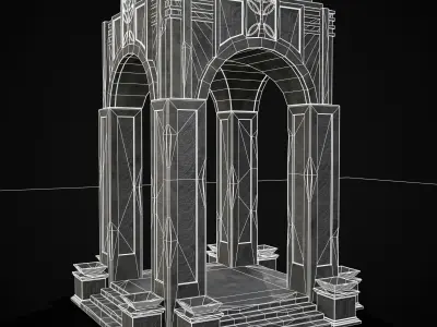 Tall Stone Arch Gazebo Low-poly 3D model