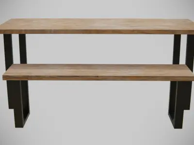 Dining Table set stylised Low-poly 3D model