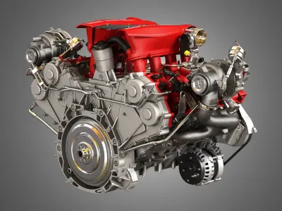 F8 Tributo - 488 GTB Engines - V8 Twin Turbo Engines 2 in 1 3D Model Collection