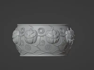 HALLOWEEN-THEMED PLANT POT WITH PUMPKIN DESIGN 3D print model