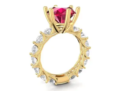 Luxury Round Cut Engagement Ring 3D Model 1731 3D print model