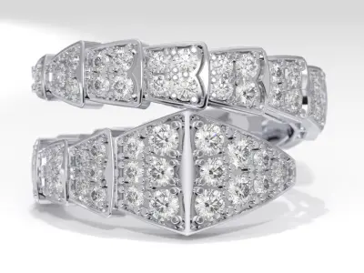 BVLGARI diamond snake ring 17mm Size 3D print model