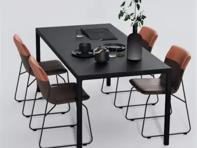 Dining Set Black edition decoration 3ds max scene 3D model