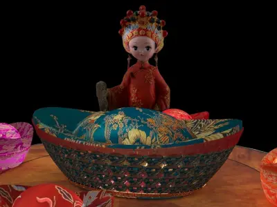 Chinese wedding bride figure  3D model