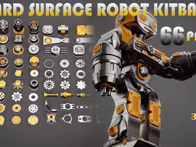 Hard Surface Robot Kitbash 3D model