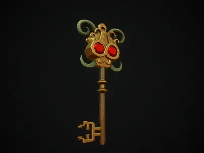 Stylized Key  Free low-poly 3D model