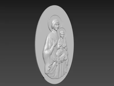 Virgin Mary with Jesus Bas Relief 3D model