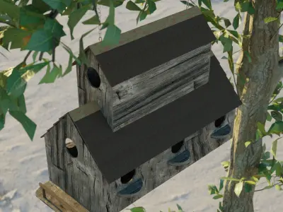 Birdhouse bird house hanging from tree 3D model