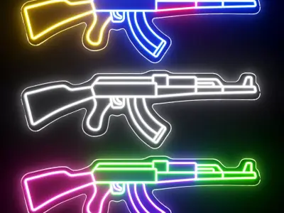 AK47 Neon Sign 3D model