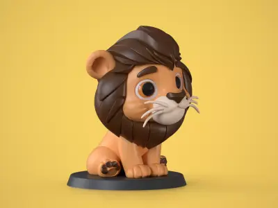 Cute Cartoon Lion 3D Printable Figurine  Funko Style Free 3D print model