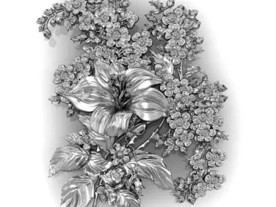 panel a bouquet of flowers as a gift   3D print model