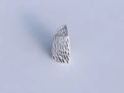 Vase curved tipping triangle with twisted organic lattice 3D print model