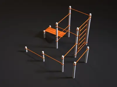 Workout 8 orange playground set 3D model