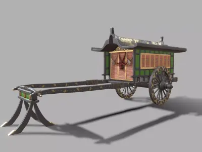 Gosho Guruma Cart Low-poly 3D model