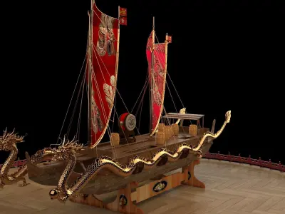 Chinese dragon  boat 3D model