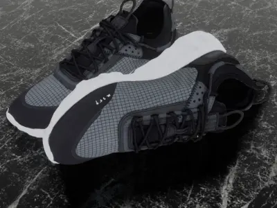 Nike 3D Shoes - White-Black - N354 Series Low-poly 3D model