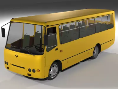 City bus of Ukraine Bogdan Low-poly 3D model