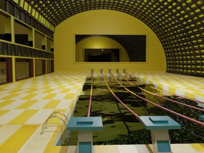 Swim Stadion-Stadium pool-Arena pool Low-poly 3D model