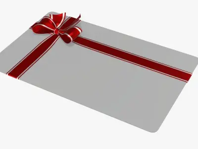 Gift card with ribbon Christmas 02 3D model