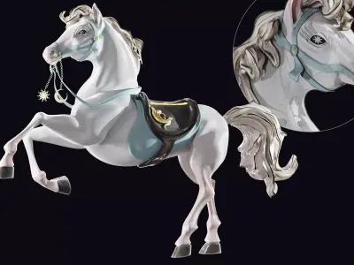 Carousel Horse Sculpture model white 3D model