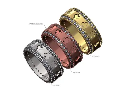 Clubs diamond sides cigar band US sizes 7 8 9 3D print model