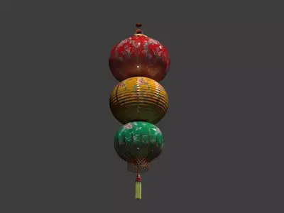 Chinese  red  lantern   Low-poly 3D model