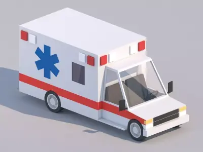 Cartoon Low Poly Car Ambulance Low-poly 3D model