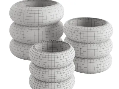 Aztec Grey White Vases 3D model