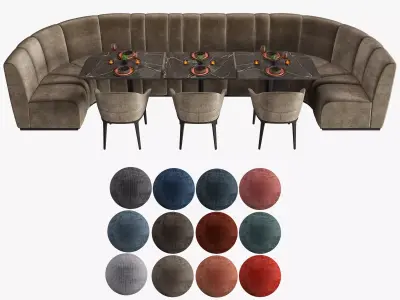 Restaurant Cafe Sofa Tableware Part6 - 12 colors U SHAPED  3D model