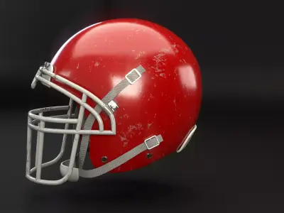 Old Used American Football Helmet Low-poly 3D model
