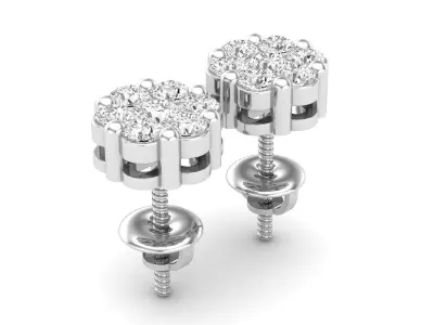 Diamond cluster earrings for woman 3D print model
