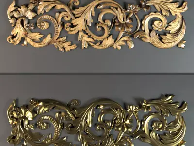 Ornament001 gold ornate wall plaque 3D model