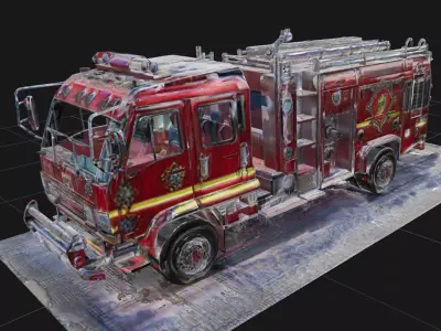 Medieval Dilapidated Fire Truck Low-poly 3D model