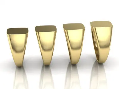 Signet ring collection 4rings PACKAGE 3D print model