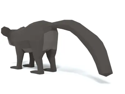 Low Poly Cartoon Aye-Aye Lemur  Low-poly 3D model