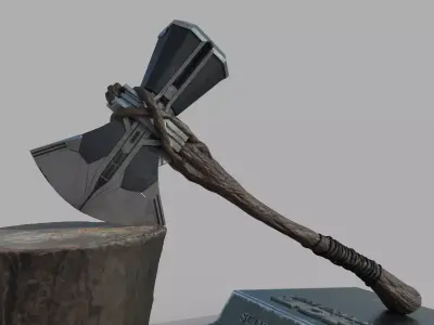 REALISTIC AXE STORMBREAKER THOR - HI AND  3D model