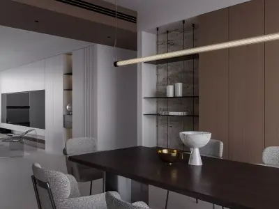Modern living room dining room interior scenes  3D model 22