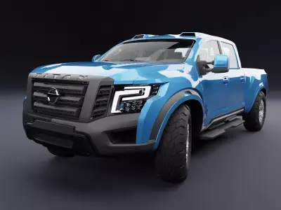 Nissan 4x4 Car Metallic Blue Low-poly 3D model