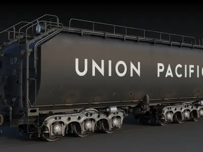 Union Pacific Auxiliary Tender Low-poly 3D model