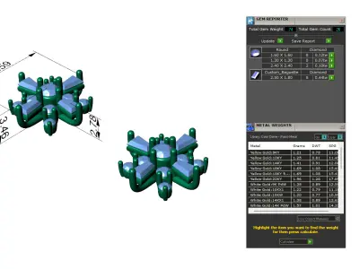 Snowflake Baguette Diamond Stud Earrings 3D print model