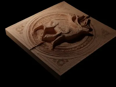 Reindeer CNC 3d Print High Relief Sand Casting 3D print model