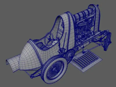 Fiat S76 Beast of Turin open hood  3D model