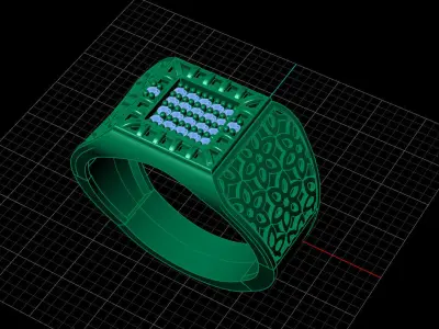 Print Ready STL 3DM  Gents Rings Diamond Men Ring  3D print model 72