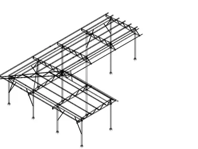 Carport structure of steel frame 3D model