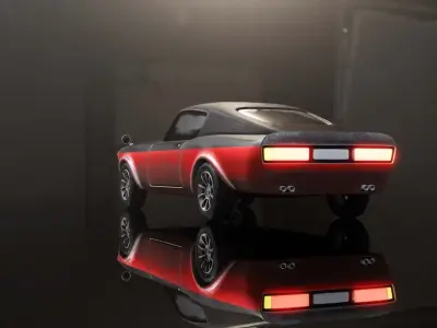Modern American Muscle Car Fastback Low-poly 3D model