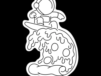 Astronaut Skateboarding Pizza 3D model