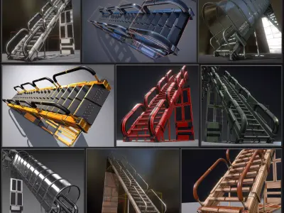 Modular Sci-Fi Stairs - Package - All Available Textures  Low-poly 3D model