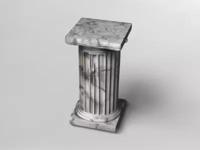 Polished Marble Ionic Column Pedestal 3D model