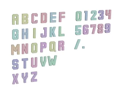 Letters of the alphabet and numbers Free low-poly 3D model