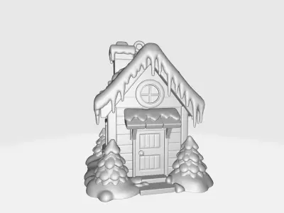 Cozy Winter Christmas Cabin Ornament Cute Snowy House 3D print model